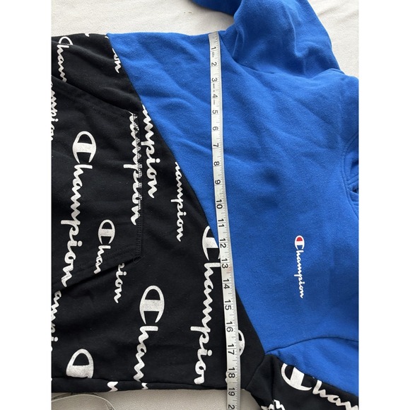 Champion Big Boys Colorblocked Fleece Hoodie Color Bozetto Blue/Black Sz XL 0288 - Picture 8 of 8